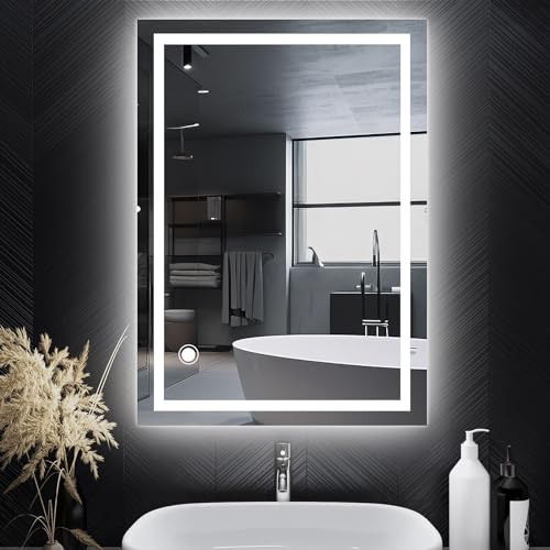 Trintion Spiegel Mit Beleuchtung, 50x70cm LED Badspiegel Mit Beleuchtung, Badspiegel Mit Touch-Schalter Badezimmerspiegel Badezimmer Wandspiegel Badezimmerspiegel