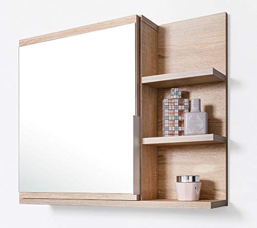DOMTECH Badezimmer Spiegelschrank mit Ablagen, Badezimmerspiegel, Eiche Sonoma Spiegelschrank, R…