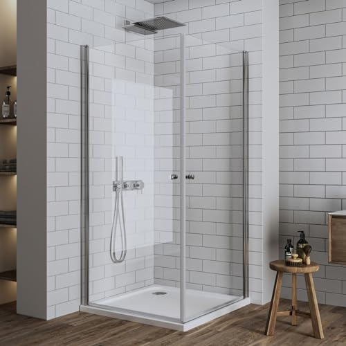 LUXESPIRE Duschkabine Eckeinstieg 75x75x185cm Dusche Doppelt 180°Schwingtür Duschwand Duschabtrennung Glas Eckdusche