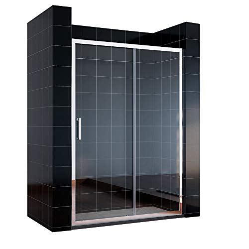 SONNI Schiebetür Dusche 140 cm Duschtüren Duschabtrennung Glasschiebetür Höhe 185 cm Klarglas Duschwand Duschkabine