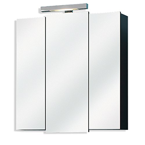 Pelipal Badezimmer-Spiegelschrank; 311 in Grau-Anthrazit Glanz mit LED-Beleuchtung, 68 cm breit | Badschrank;...