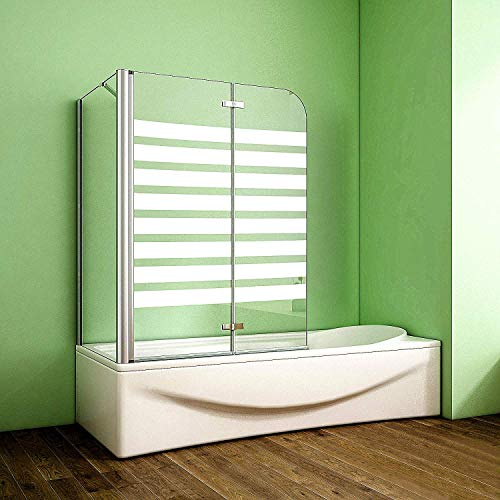 Aica Sanitär Badewannenaufsatz Duschabtrennung Eck 120x80x140cm 2-teilig Faltbar Duschwand mit Seitenwand für Badewanne/Links