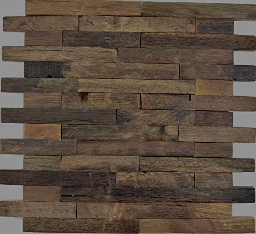 Holz Mosaik Verbund boot Old Wood Holz FSC Wand Küche Bad Fliesenspiegel|WB160-21|1Matte