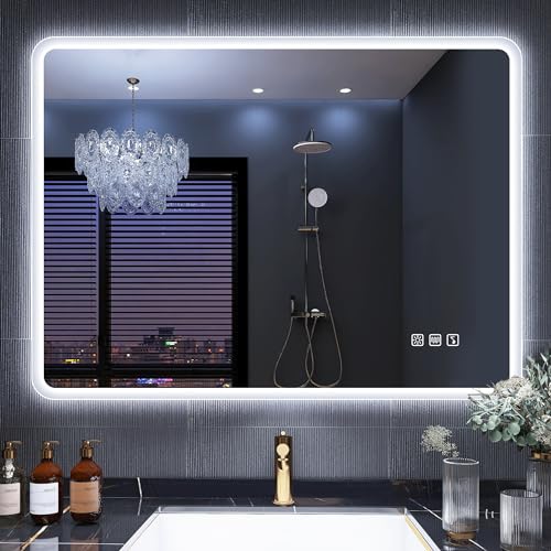 S'bagno Badspiegel mit Beleuchtung 60 x 80 cm Badezimmer Spiegel mit LED mit...
