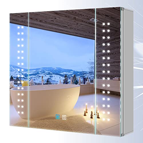 Tokvon® Galaxy Spiegelschrank bad mit Beleuchtung 60 cm breit Spiegelschrank led Beleuchtung Badezimmer...
