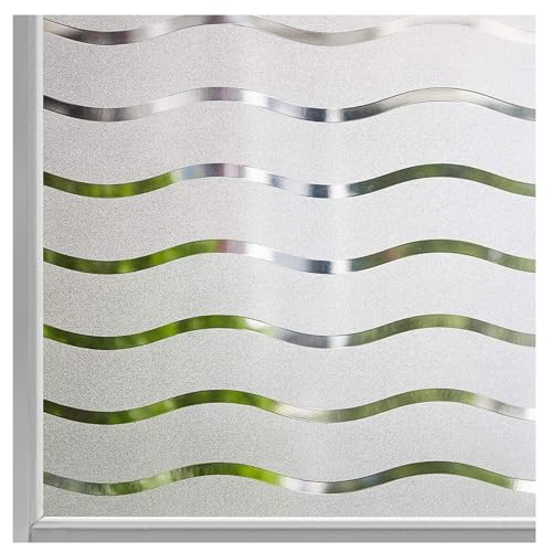 LEMON CLOUD Blickdicht Fensterfolie Statisch Haftend Sichtschutzfolie Selbstklebend Klebefolie Milchglasfolie Fenster Folie Dekofolie für Bad Küche Anti-UV Wellenmuster 44,5 x 200 cm